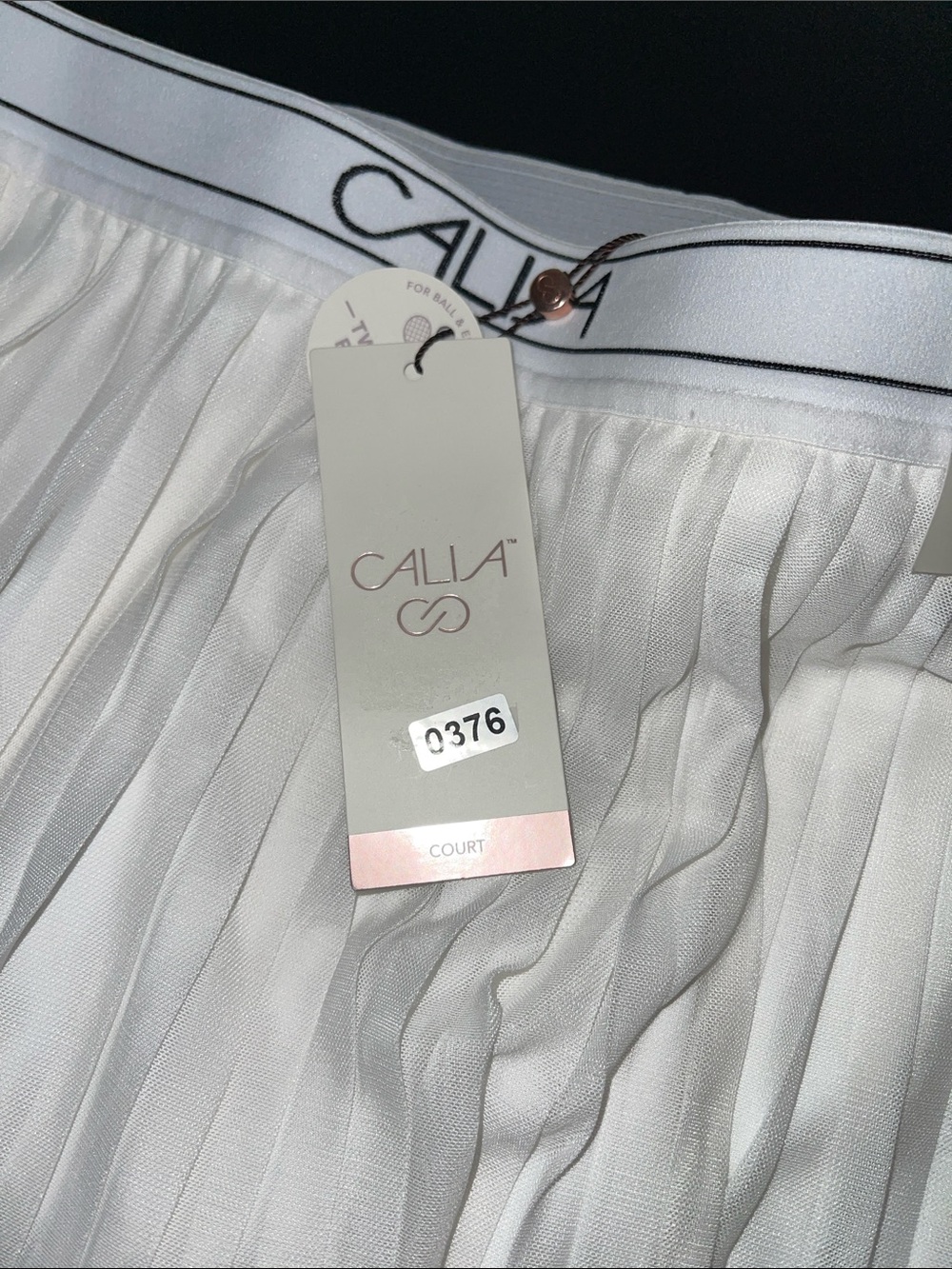 CALIA by Carrie Underwood White Pleated Tennis Skirt with Branded Waistband - Picture 10 of 10